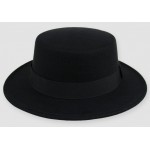 Black Woolen Black Satin Bow Classic MJ Jazz Dance Dress Bowler Hat