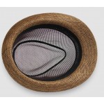 Brown Net Summer Straw Knitted Woven Jazz Dance Dress Bowler Hat