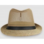 Khaki Net Summer Straw Knitted Woven Jazz Dance Dress Bowler Hat