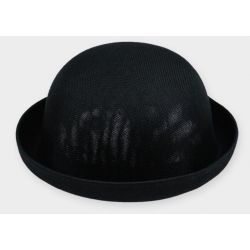 Black Summer Straw Round Head Rolled Brim Dance Jazz Bowler Hat Cap