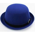 Blue Woolen Black Belt MJ Funky Gothic Jazz Dance Dress Bowler Hat