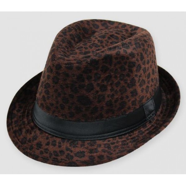 Brown Leopard Cheetah Wild Animal Funky Gothic Jazz Dance Dress Bowler Hat