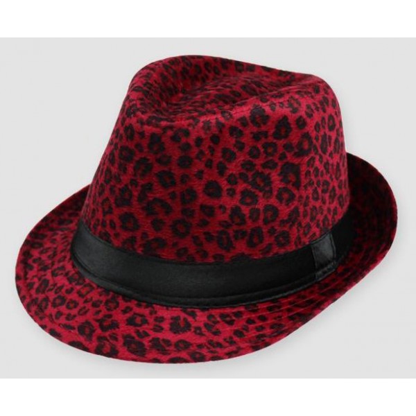 Red Leopard Cheetah Wild Animal Funky Gothic Jazz Dance Dress Bowler Hat