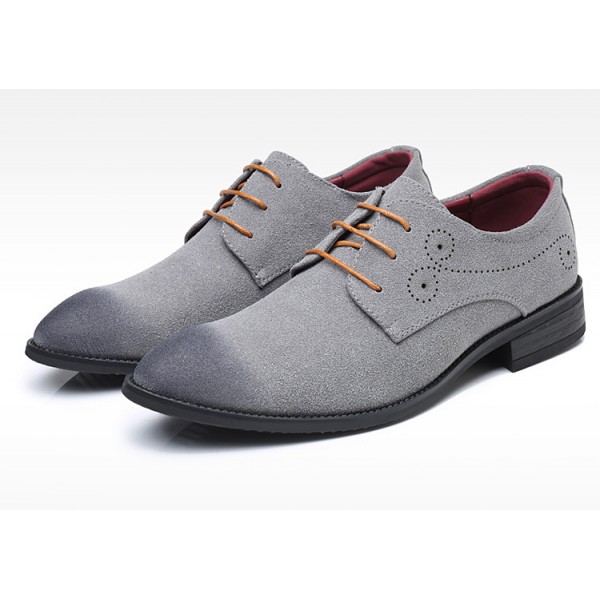 Grey Suede Wingtip Lace Up Mens Oxfords Loafers Dapperman Dress Shoes Flats