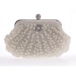 White Pearls Diamante Bling Bling Bridal Glamorous Evening Clutch Purse Jewelry Box