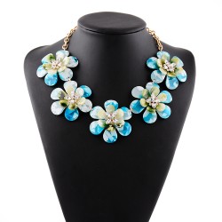 Blue Flowers Vintage Glamorous Bohemian Ethnic Necklace