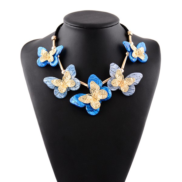 Blue Butterfly Vintage Glamorous Bohemian Ethnic Necklace