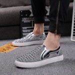 Silver Spikes Glittering Bling Bling Punk Slip On Loafers Sneakers Mens Shoes