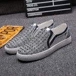 Silver Spikes Glittering Bling Bling Punk Slip On Loafers Sneakers Mens Shoes
