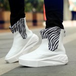 White Zebra Thick Sole High Top Punk Rock Sneakers Mens Boots Shoes