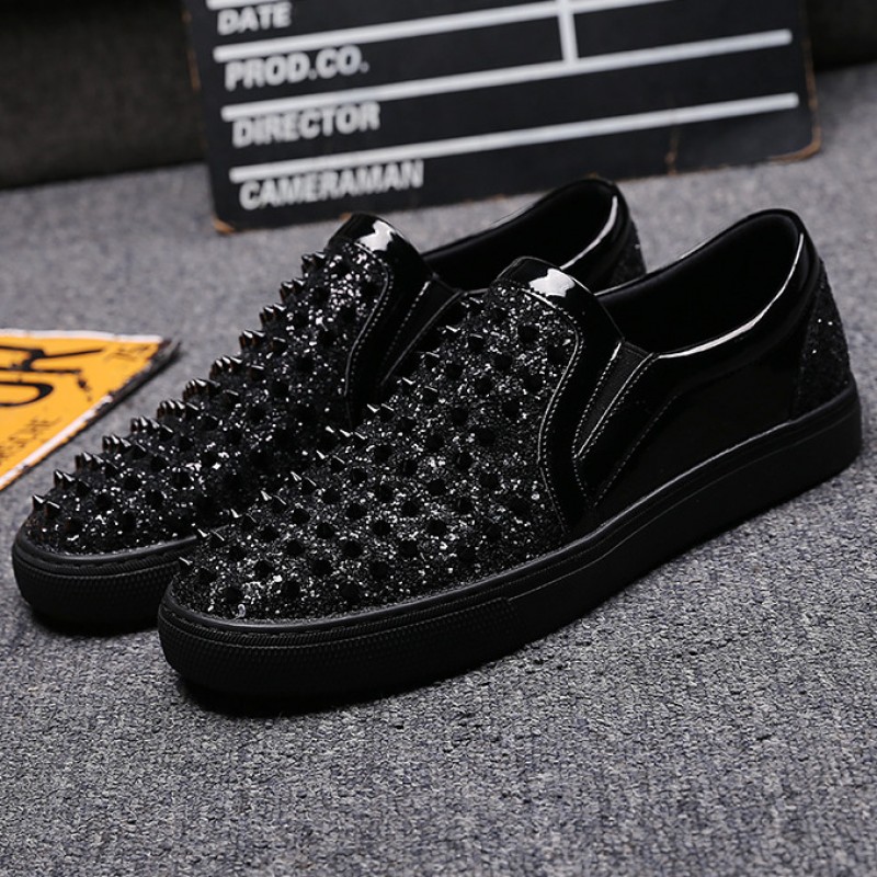 black loafers with spikes