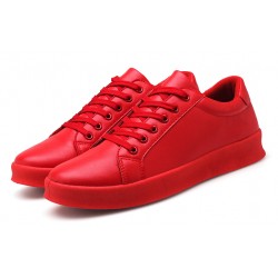 Red Plain Color Lace Up Punk Rock Sneakers Mens Shoes