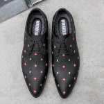 Black Geometric Patterned Pointed Head Lace Up Mens Oxfords Shoes