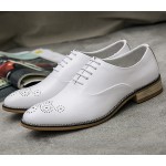 White Patent Glossy Pointed Head Lace Up Mens Oxfords Shoes