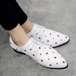White Geometric Patterned Pointed Head Lace Up Mens Oxfords Shoes