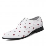White Geometric Patterned Pointed Head Lace Up Mens Oxfords Shoes