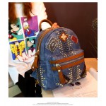 Black Blue Burgundy Vintage Studs Emblems Labels Gothic Mini Punk Rock Backpack