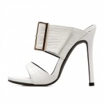White Giant Buckle Sexy Stiletto High Heels Sandals Shoes