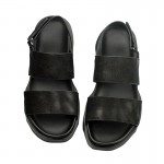 Black Leather Double Straps Slingback Mens Gladiator Roman Sandals Shoes