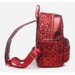 Red Metallic Shiny Sequins Glittering Gothic Punk Rock Backpack