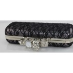 Black Pink Silver Lace Diamante Gemstones Skulls Ring Evening Clutch Purse Jewelry Box