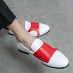 White Red Classic Monk Strap Dappermen Dapper Loafers Shoes
