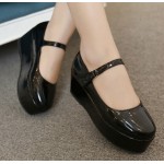 Black Patent Leather Platforms Punk Rock Lolita Creepers Mary Jane Flats Shoes