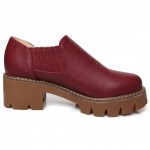 Burgundy Platforms Chunky Block Heels Sole Slip On Flats Loafers Shoes