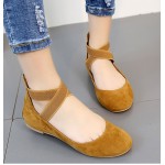 Brown Ankle Cross Strap Mary Jane Ballerina Ballet Flats Shoes