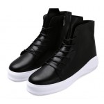 Black White Lace Up Thick Sole High Top Lace Up Punk Rock Sneakers Mens Boots Shoes