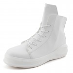 White Lace Up Thick Sole High Top Lace Up Punk Rock Sneakers Mens BootsShoes