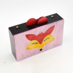 Pink Fox Cartoon Acrylic Rectangular Evening Clutch Purse Jewelry Box