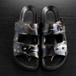 Black Camouflage Double Strap Flip Flops Flats Fashion Mens Gladiator Roman Sandals