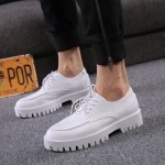 White Lace Up Mens Thick Cleated Sole Oxfords Loafers Dappermen Dress Shoes