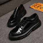 Black Patent Lace Up Baroque Mens Thick Sole Oxfords Loafers Dappermen Dress Shoes