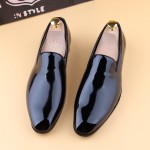 Black Patent Glossy Patent Leather Loafers Flats Dress Dapperman Shoes