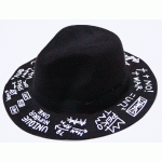 Black Graffiti Punk Rock Woolen Funky Gothic Jazz Dance Dress Hat