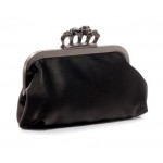 Black Skull Gemstones Ring Punk Rock Oversized Envelope Clutch Bag Purse