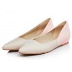 Khaki Pink Point Head Loafers Flats Shoes