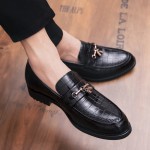 Black Gold Tassels Classic Croc Mens Loafers Dress Dapper Man Shoes Flats