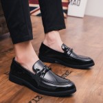 Black Patent Classic Twist Mens Loafers Dress Dapper Man Shoes Flats
