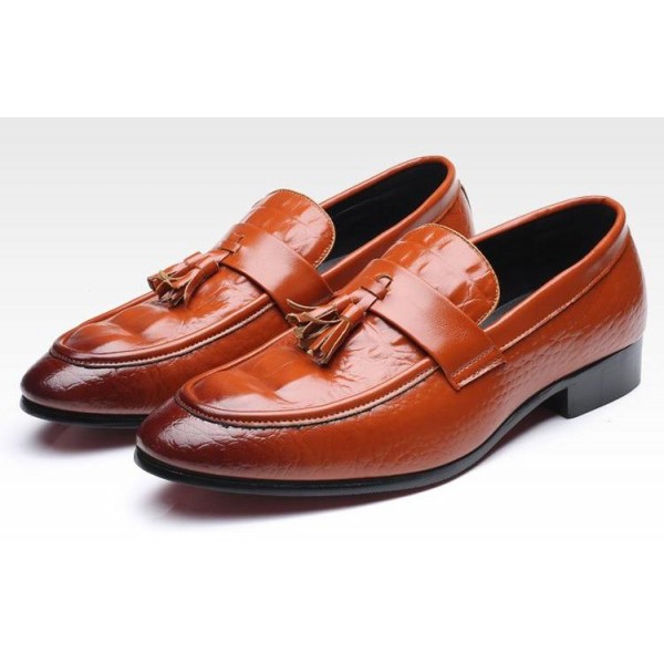 Brown Tassels Classic Croc Mens Loafers Dress Dapper Man Shoes Flats