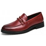 Red Burgundy Classic Twist Mens Loafers Dress Dapper Man Shoes Flats