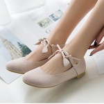 Cream Suede Straps Mary Jane Ballerina Ballet Flats Shoes