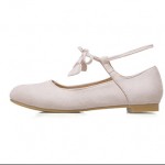 Cream Suede Straps Mary Jane Ballerina Ballet Flats Shoes