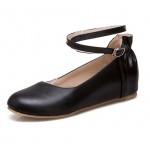 Black Hidden Wedges Ankle Straps Mary Jane Ballerina Ballet Flats Shoes