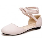 Cream Suede Scallop Trim Ankle Strap Mary Jane Ballerina Ballet Flats Shoes