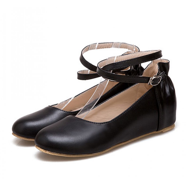 Black Hidden Wedges Ankle Straps Mary 