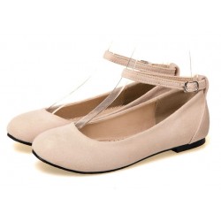 Cream Suede Velvet Mary Jane Ballerina Ballet Flats Shoes