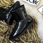 Black Patent Glossy Mirror Eskimo Yeti Snow Boots Shoes